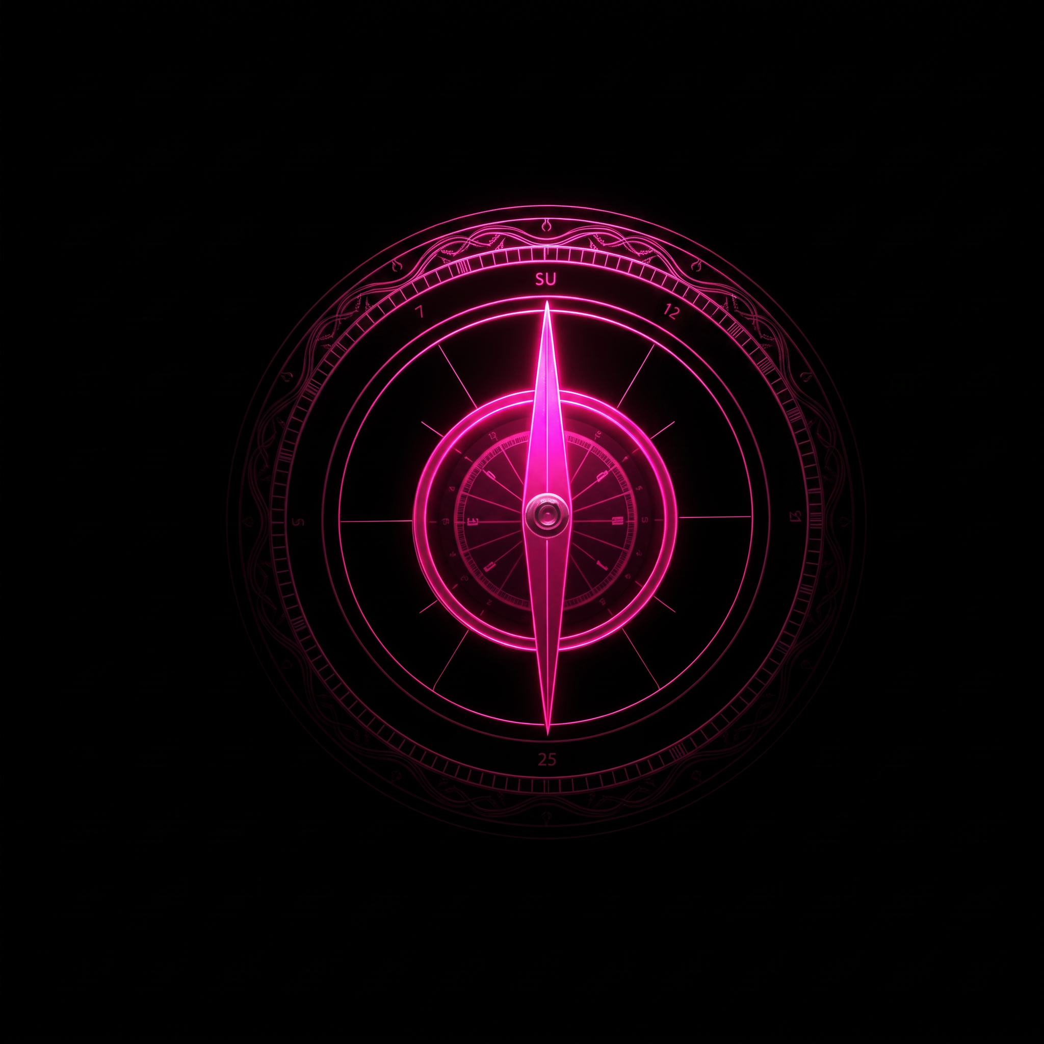 The Compass — luminous pink compass on black